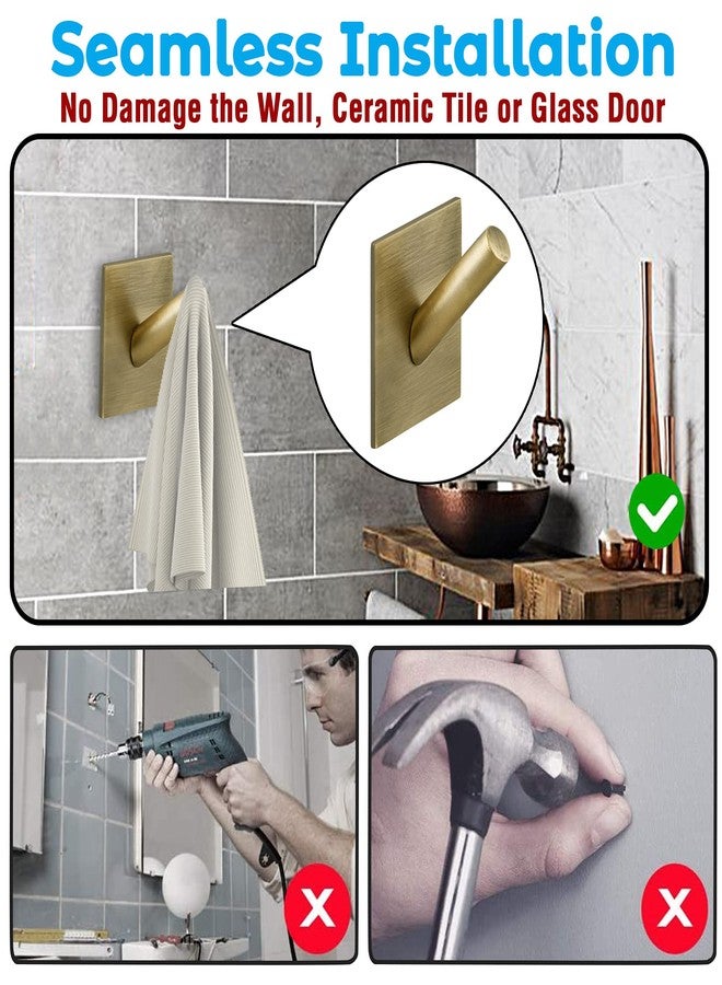 دوكوس مجموعة من 4 خطافات لاصقة ذاتية من الفولاذ من DOCOSS للجدران، خطافات لاصقة قوية، خطافات تعليق الأبواب، خطافات جدارية، حامل خطافات لاصقة ذاتية للحمام والمطبخ - يتحمل وزنًا يصل إلى 3 كجم (عتيق) - Image 2